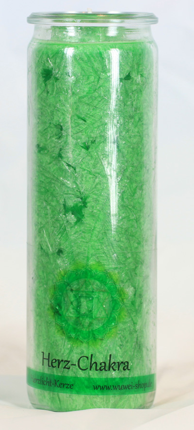Herzlicht Herz-Chakra grün im Glas 20 x 6 cm