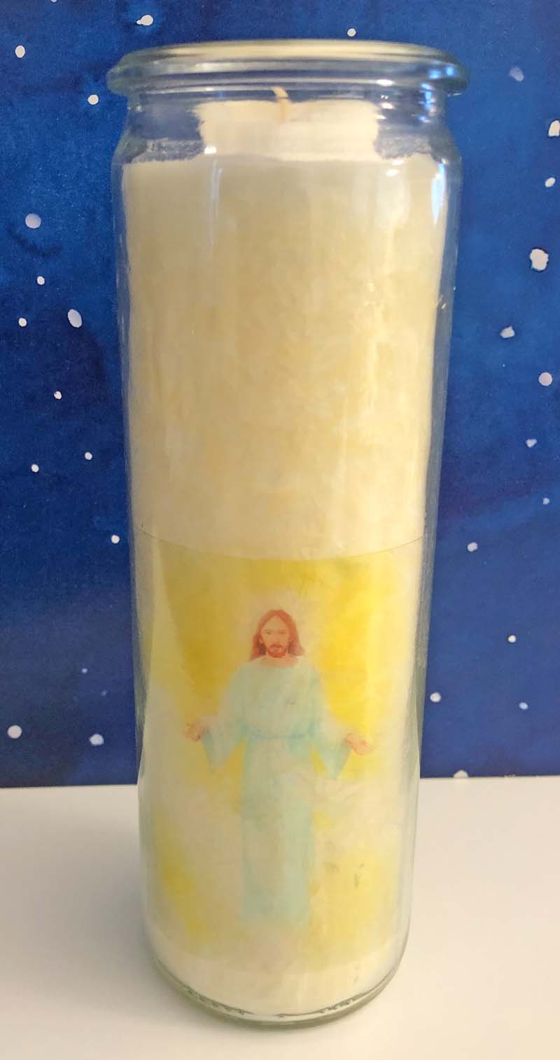 Herzlicht-Kerze "Jesus Christus" im Zylinderglas 20 x 6 cm