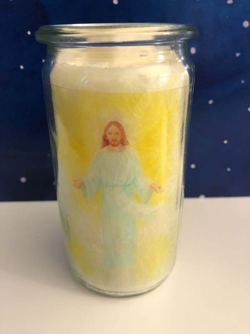 Herzlicht-Kerze "Jesus Christus" im Zylinderglas 13 x 6 cm