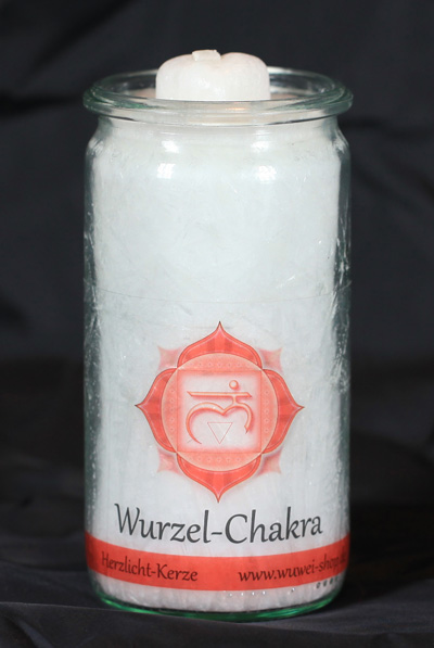 Herzlicht Wurzel-Chakra weiß 13 x 6 cm