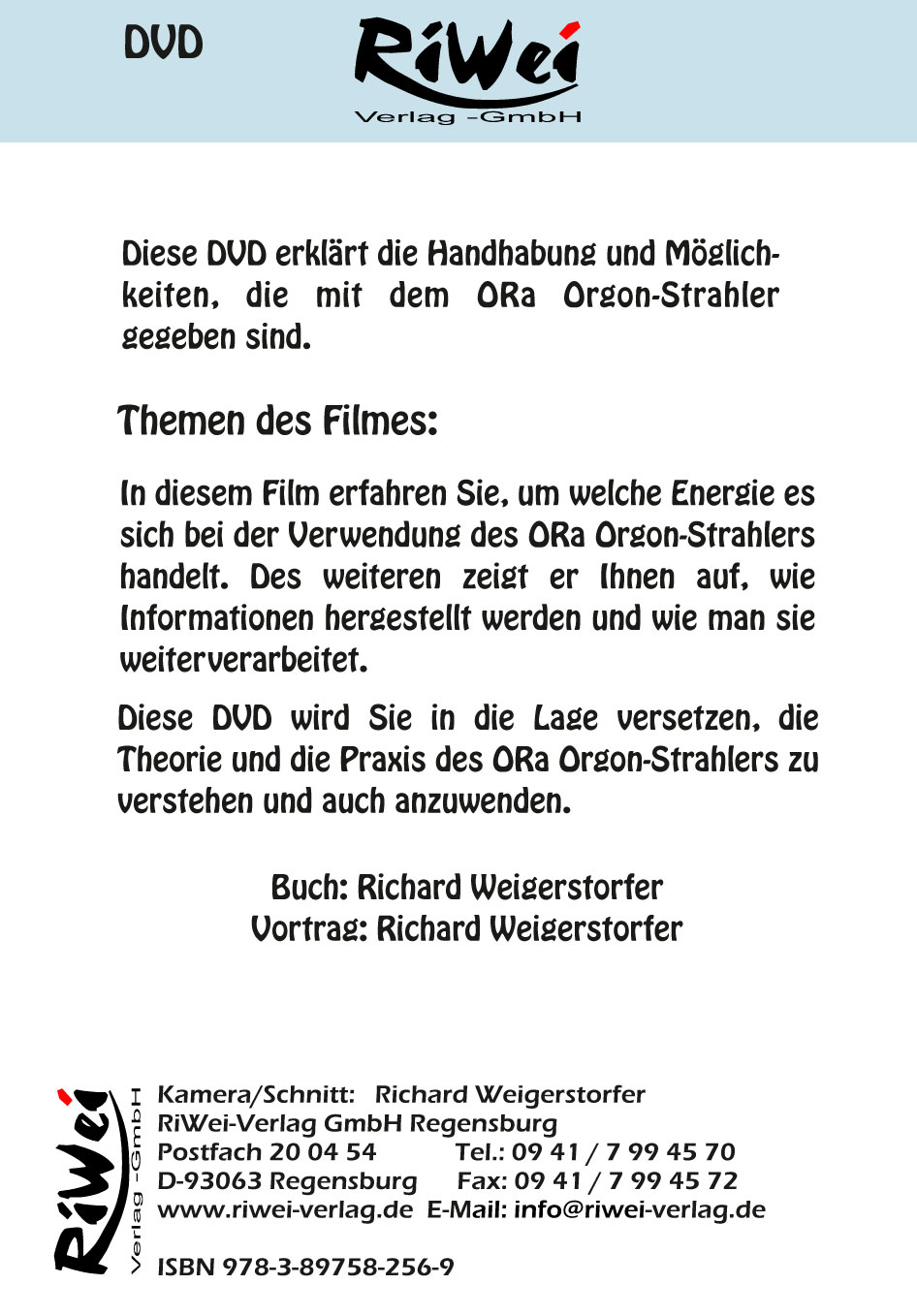 Richard Weigerstorfer - ORa Orgon-Strahler Bedienungsanleitung - Film Download