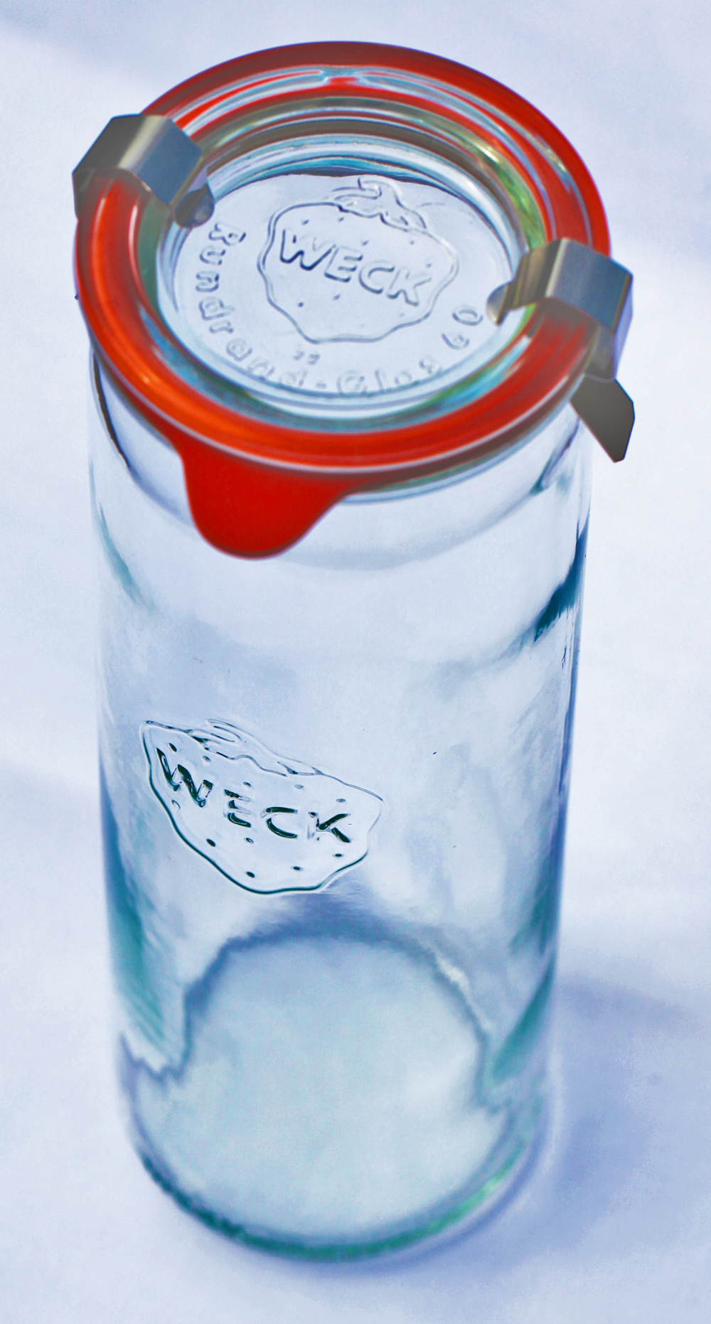 Glasdeckel mit Einkochring und zwei Einweck-Klammern