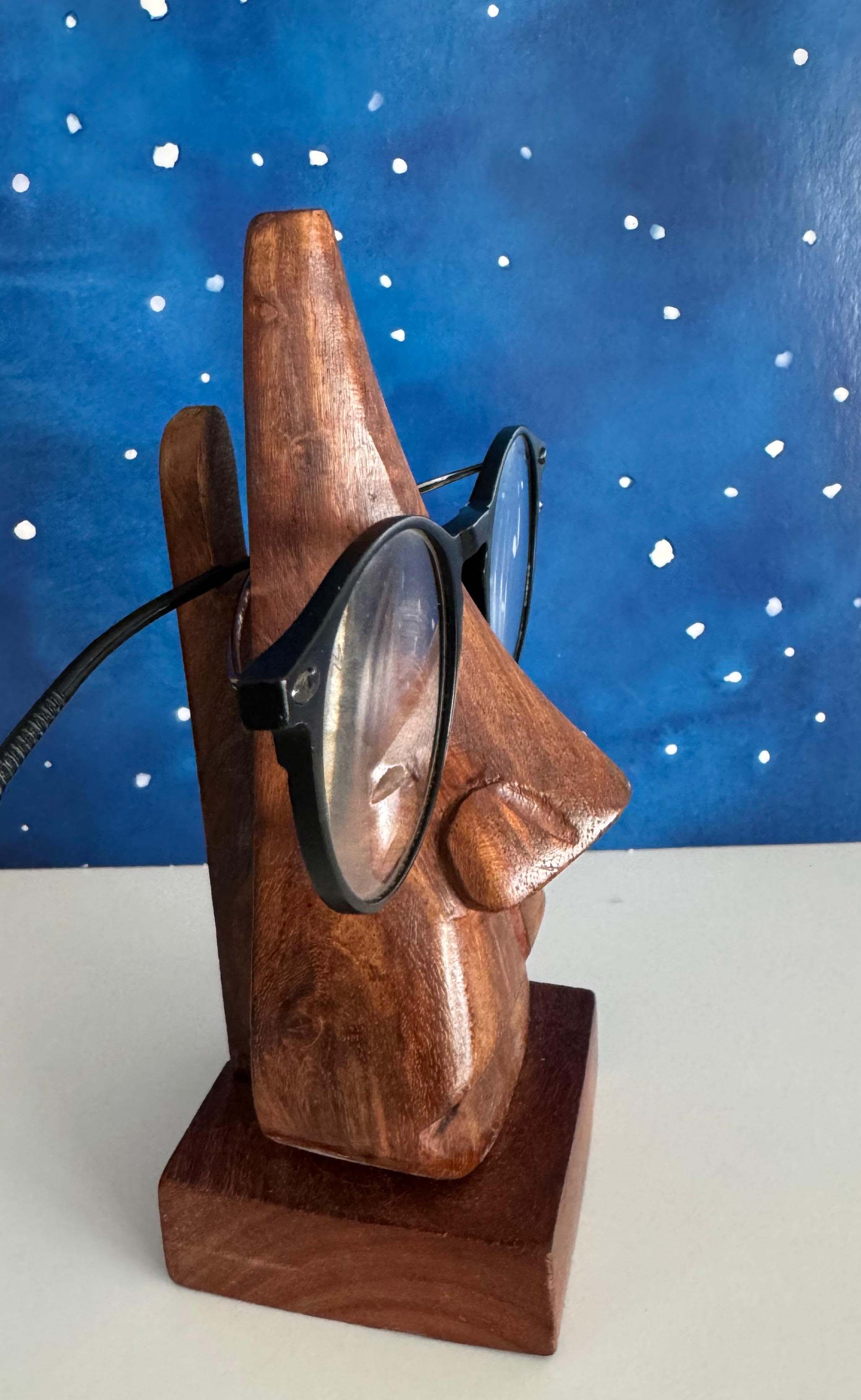Brillenhalter Nase aus Holz